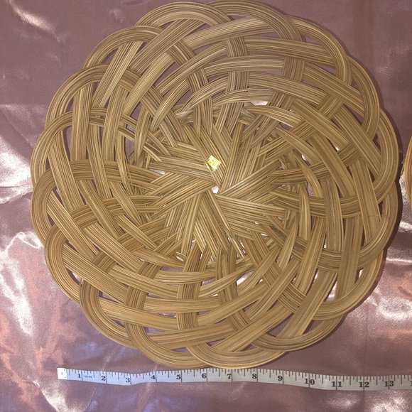 Vintage Set of 2 woven wooden round baskets - Picture 4 of 12